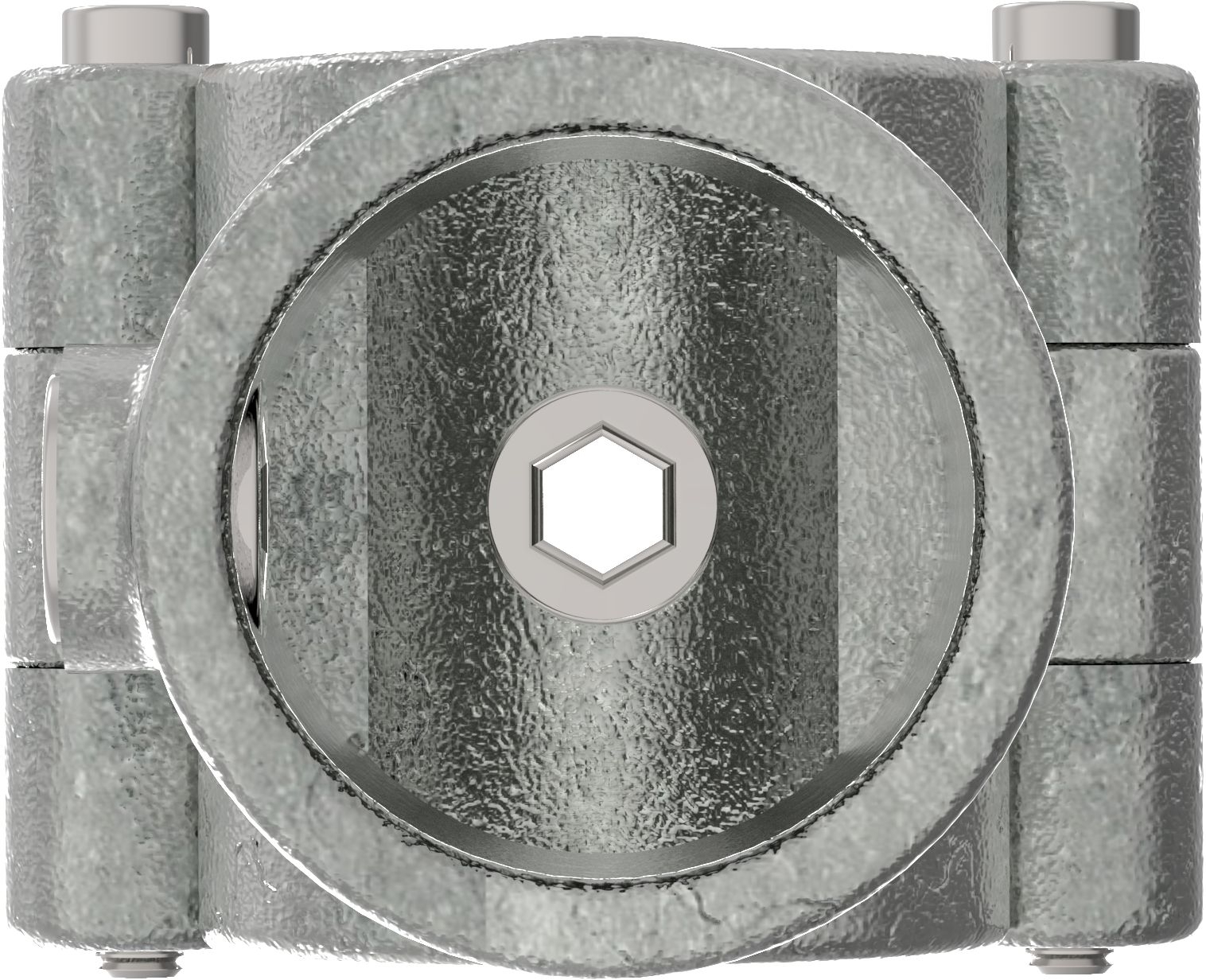 Rohrverbinder - T-Stueck mit Bolzen aufklappbar - 136D48 - 48-3 mm - 1 1-2- - Feuerverzinkt u. Elektrogalvanisiert-136D48
