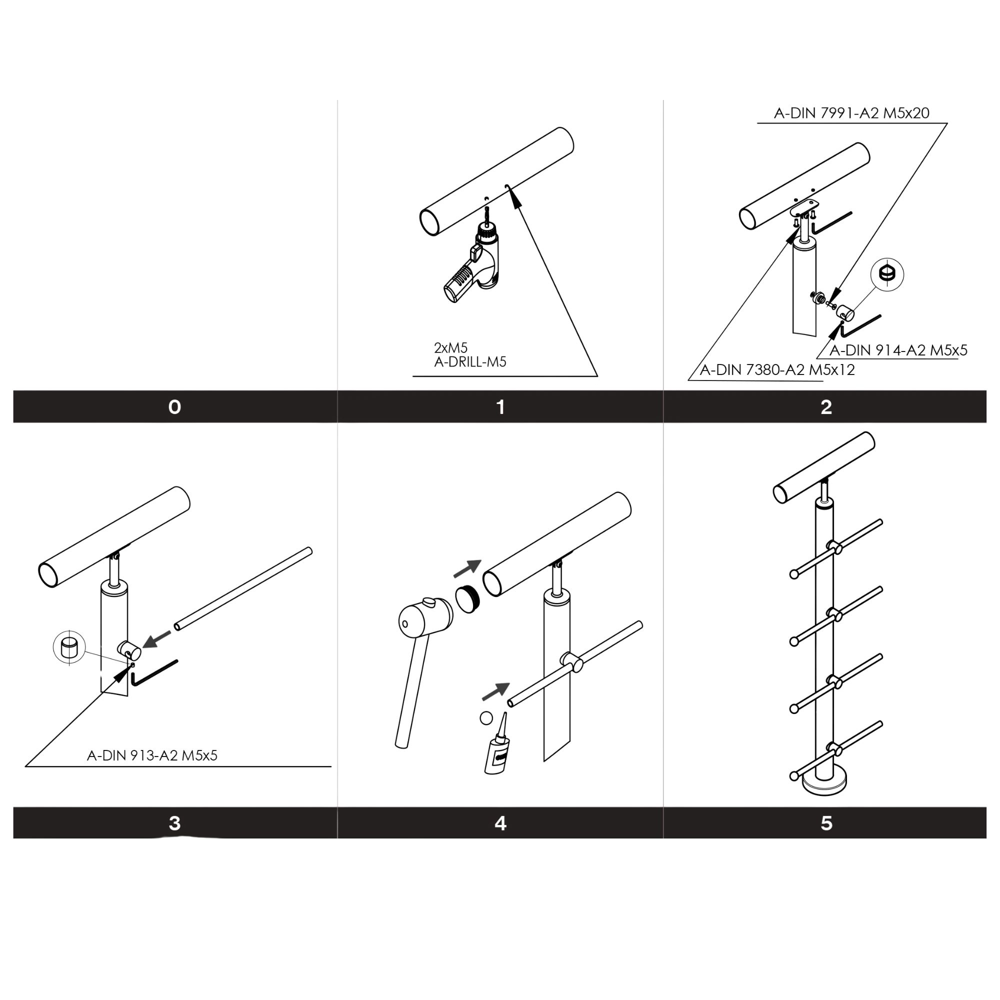 Fuellstabhalter Edelstahl AISI 304 d12 fuer Flachpfosten SET5-89-11A0830000SET5-A.4