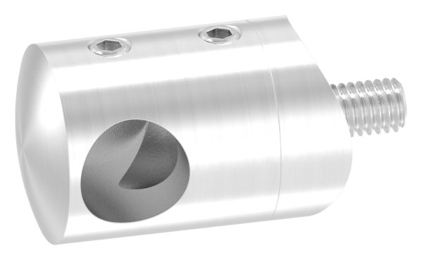 Querstabhalter V2A Edelstahl – Anschluss 42-4 mm fuer Rundstaebe 12 mm mit Sackloch Abschluss links inkl- Schrauben-11-1030.4