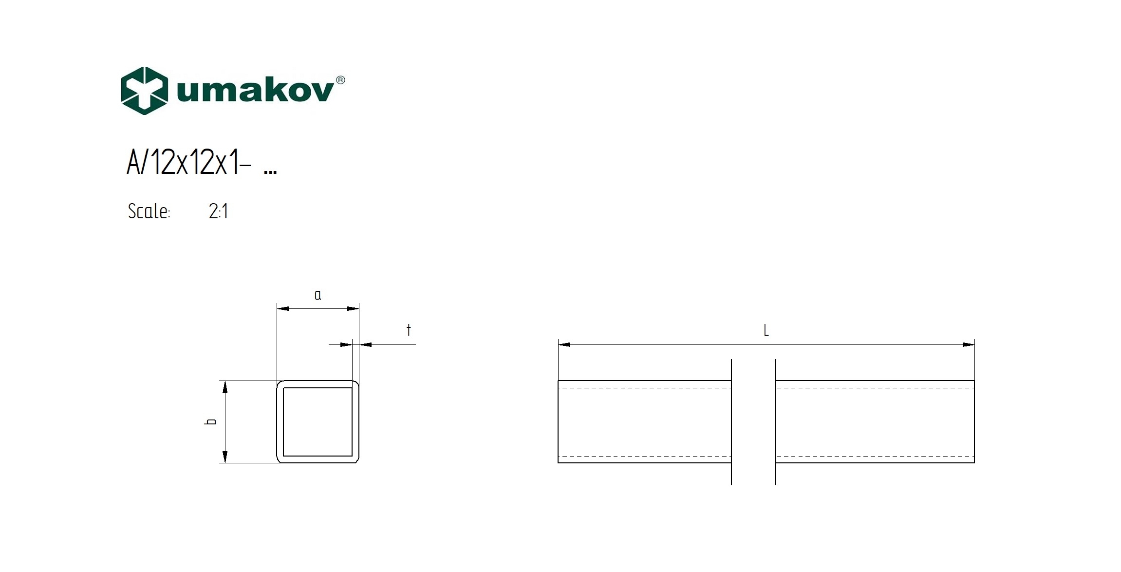 Edelstahl Vierkantrohr AISI 304 12x12x1 mm geschliffen 6000 mm-89-11A12X12X16000-A.4