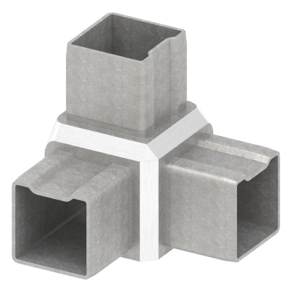 Steck-Eckverbinder V2A fuer Rohr 40x40x2-0 mm 90° 3 Abgaenge-88-1110144040.V2A