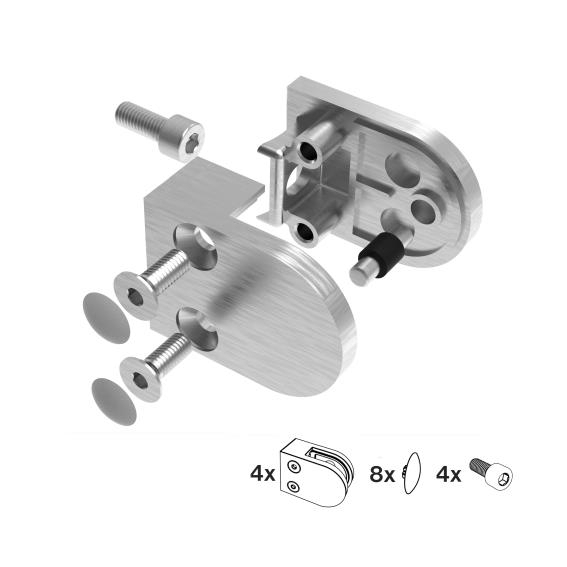 Glasklemme V2A fuer 6-10-76 mm Glas Flachanschluss geschliffen 4er Set-89-11A2000000SET4-A.4