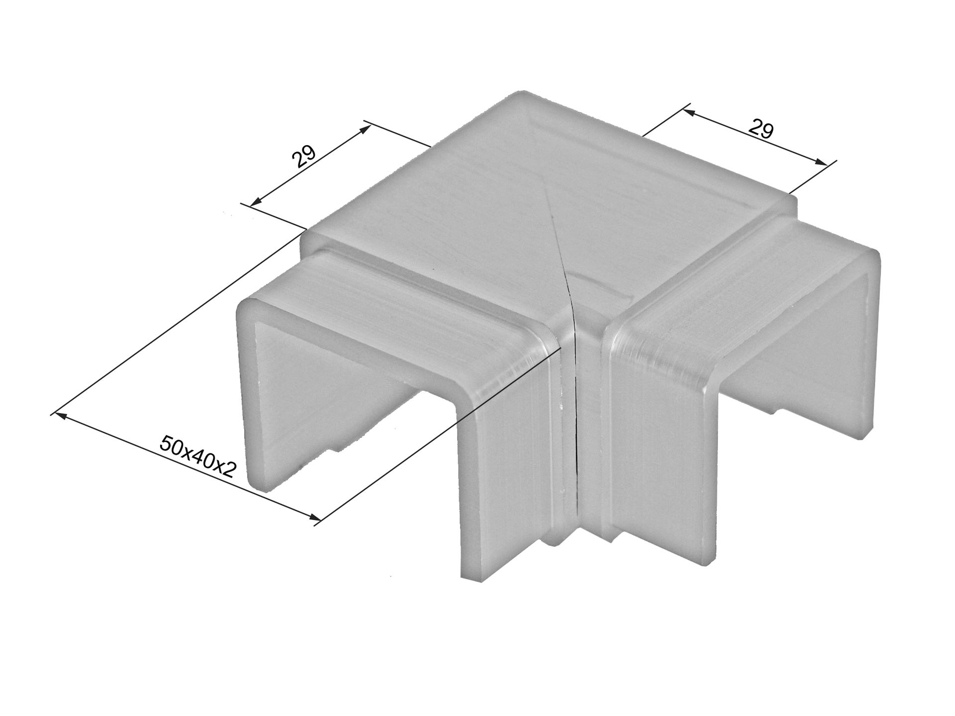 Eckverbinder Aluminium fuer Glas-Handlauf LED-kompatibel Satin-ELOX-89-11AL6313540SE-A.4