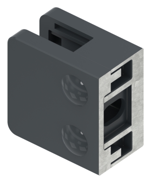 Glasklemme Zinkdruckguss 45x45x26 mm RAL 7016 matt gerade mit AbZ-88-113100-ZN0.7016