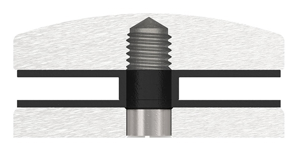 Glaspunkthalter Ø 72 mm- V2A- Anschluss- Flach mit AbP-10-5200.4