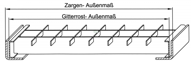 Lichtschachtrost Baunormrost - Masse-  490x1190x30 mm 30-30 mm - aus S235JR -St37-2- im Vollbad feuerverzinkt-23-491193030.7