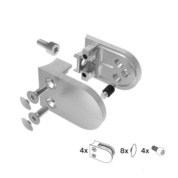 Glasklemme V4A fuer Ø 42-4 mm Rohr glaenzend 4er Set-89-11A142200042LSET4-A.4