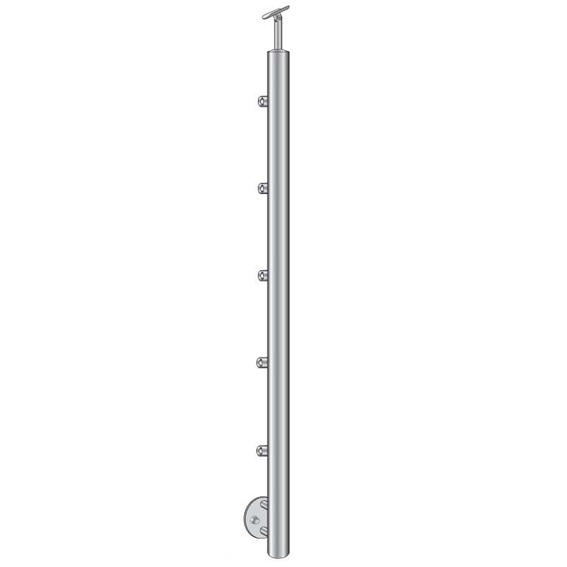 Gelaenderpfosten Edelstahl AISI 304 1000 mm D42-4 mm seitlich Treppe 5 Fuellstabhalter d12 mm-14-0069RR-A.4