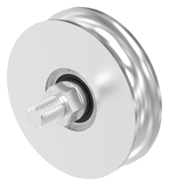 Schiebetorrolle Edelstahl V4A  100 mm Rundrille  20 mm 2 Kugellager-88-11341-100.V4A