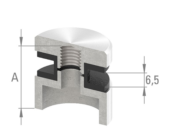 Glaspunkthalter Ø 30 mm- V2A- Anschluss- Rohr Ø 42-4 mm-10-5042.4