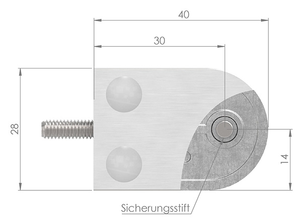 Glasklemme 40x28x17-4 mm Flach- fuer 8-00 mm ESG Glas-10-MODELL16-1.7