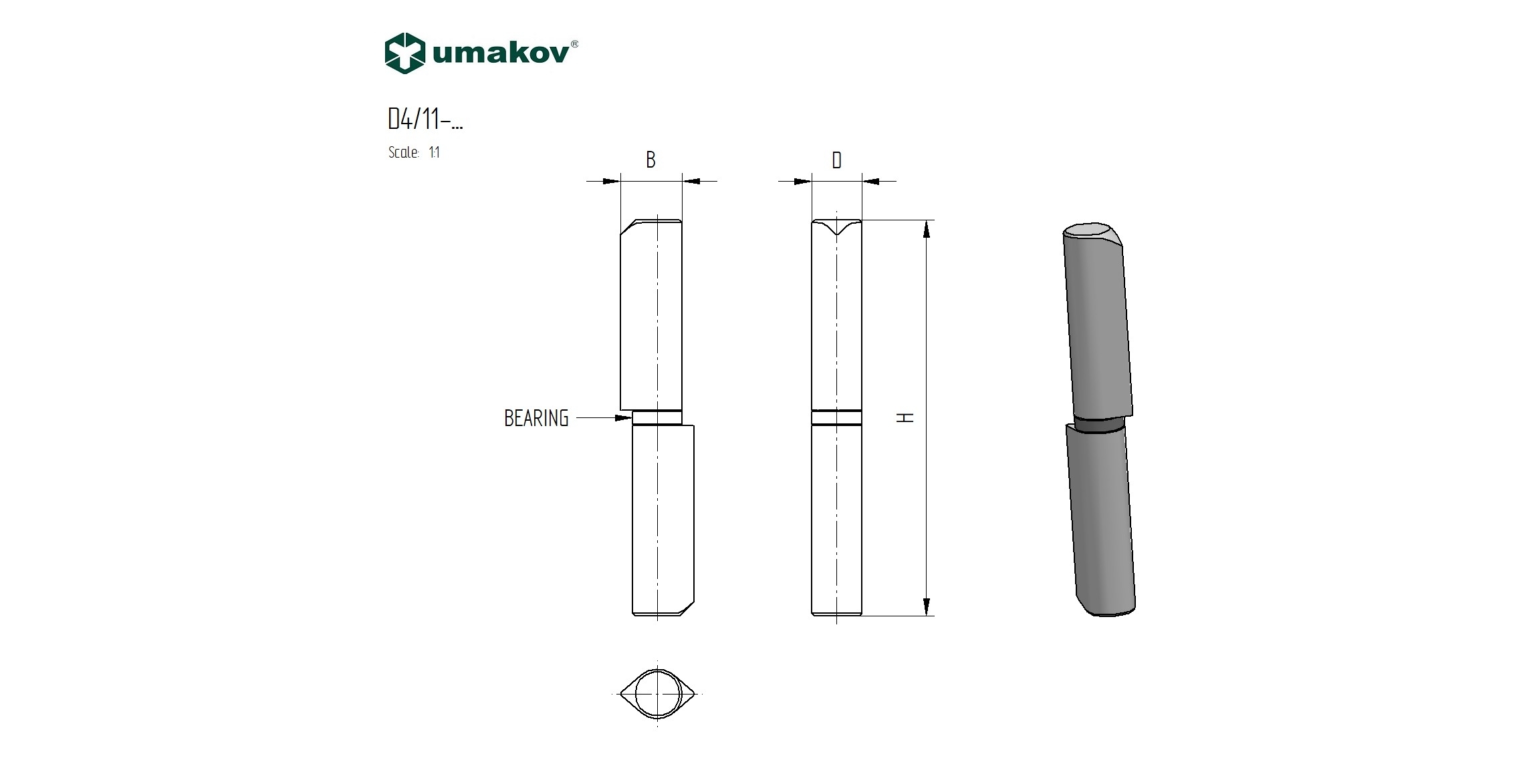 Anschweissband Stahl roh Ø 20 mm L=160 mm 2-teilig mit Lager bis 80 kg-89-11D411160-A.4