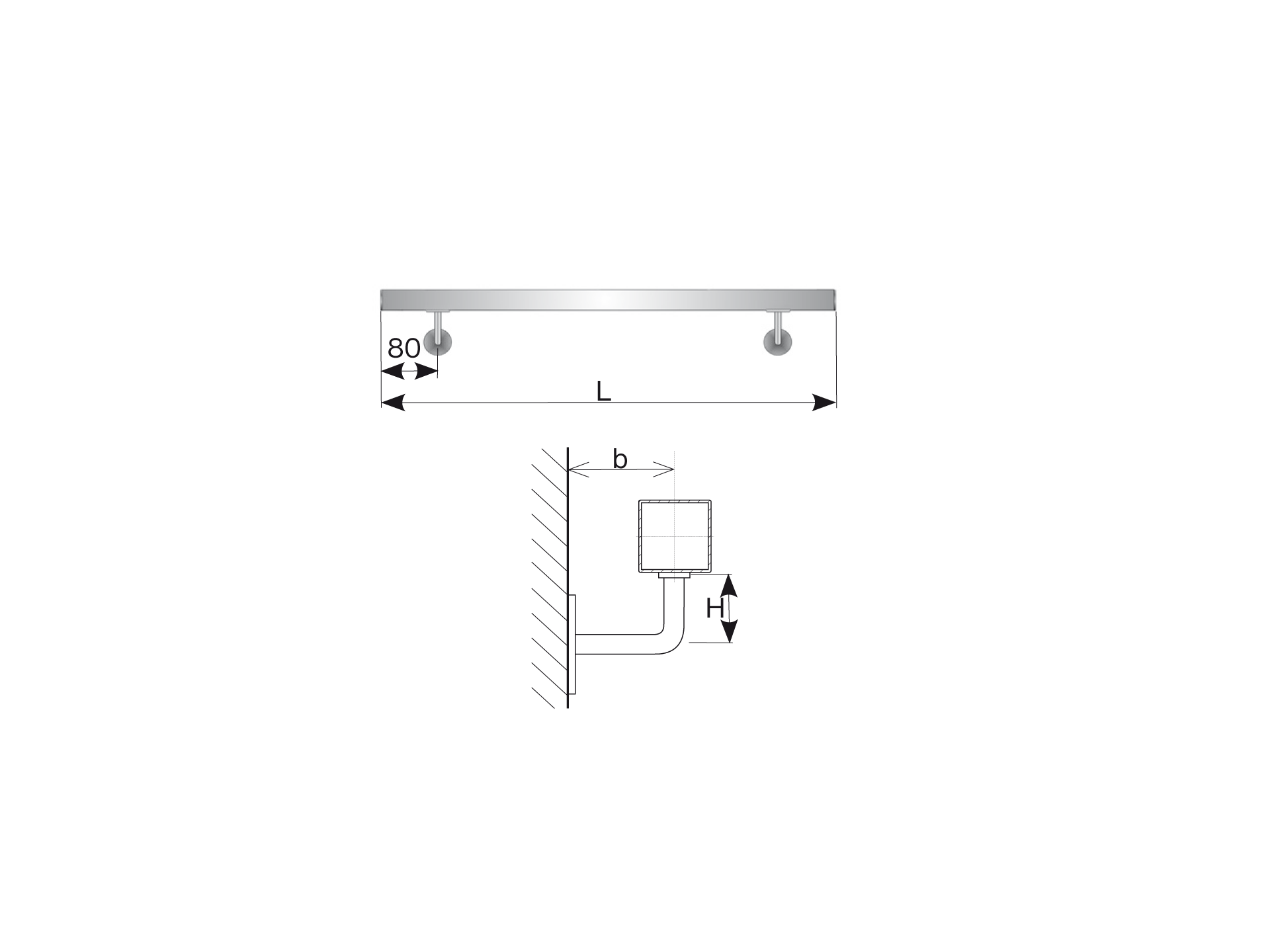 Handlauf Edelstahl AISI 304 40x40 mm L 6000 mm geschliffen JPL Profil-89-11AJPM6000-A.4-D