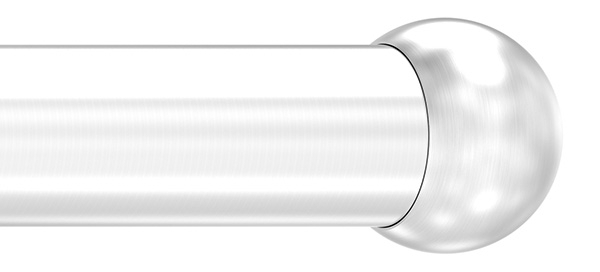 Abschlusskugel Edelstahl V2A fuer Rohr Ø 60-3 mm- Kugel Ø 85 mm- hohl- M8- Korn 240-88-1150283.240H