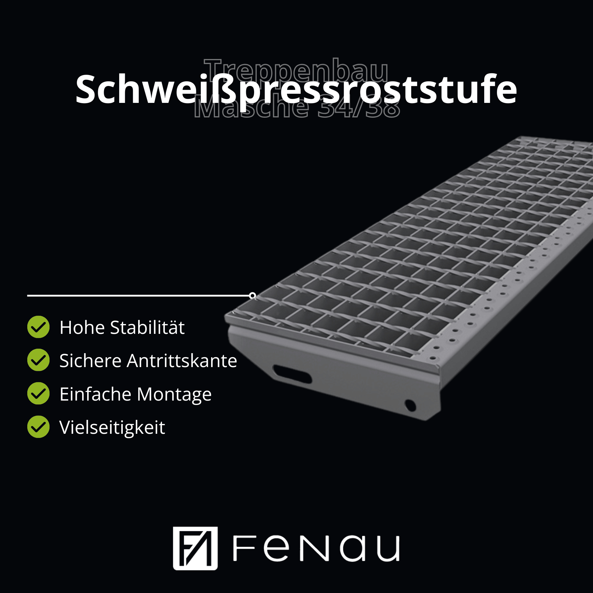 Schweisspressroststufe Metallstufe 800x240 mm Masche 34-38 mm Tragstab 30-2 mm S235JR feuerverzinkt-25-802430302.7