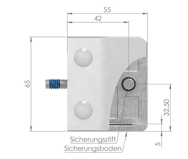 Glasklemme 55x65x37-5 mm AbZ fuer Anschluss Ø 60-3 mm Zink-10-3260ABZ.3