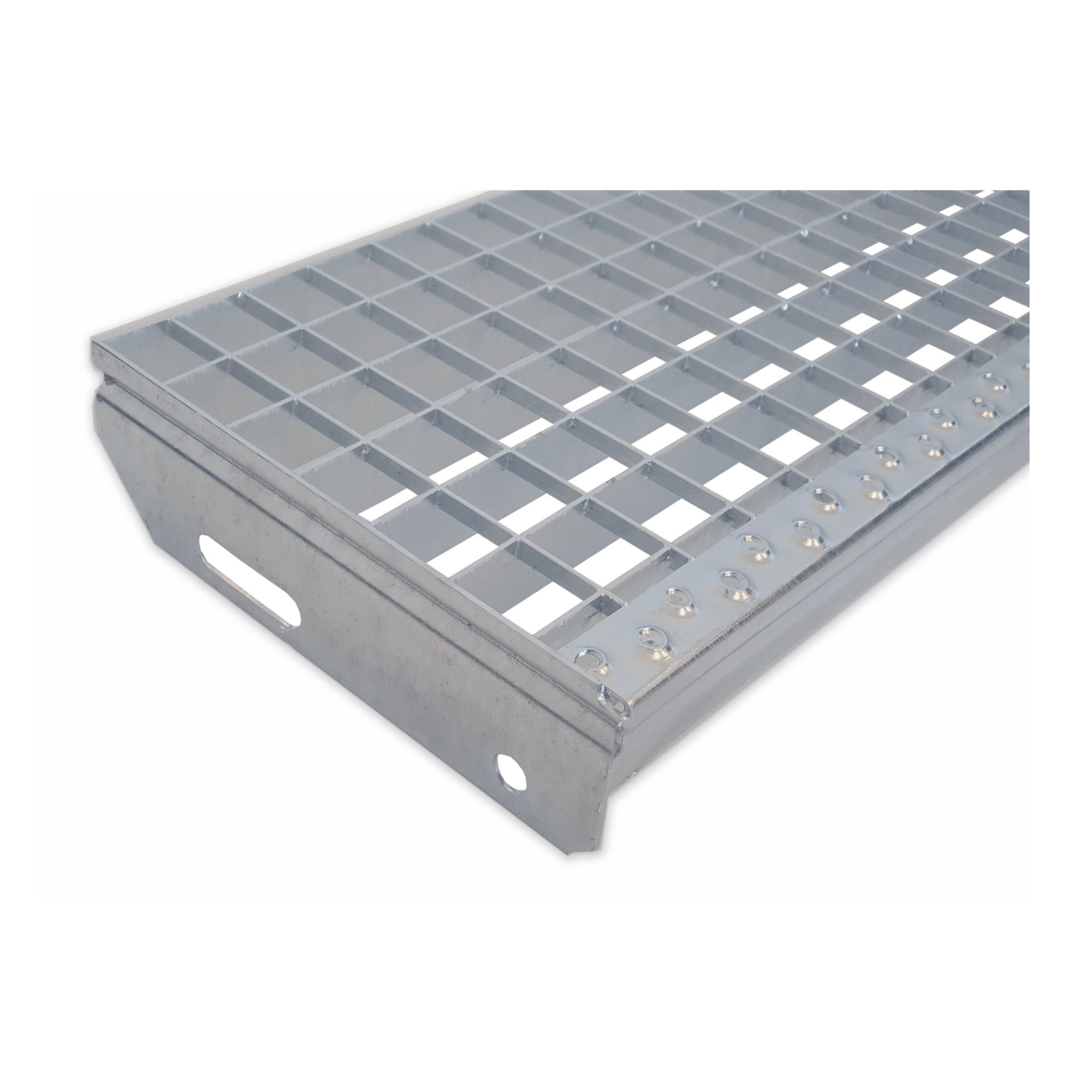Gitterroststufe Treppenstufe Masse- 1000x240 mm 30-30 mm S235JR -St37-2- im Vollbad feuerverzinkt-40-M-1002430.7-STAHL