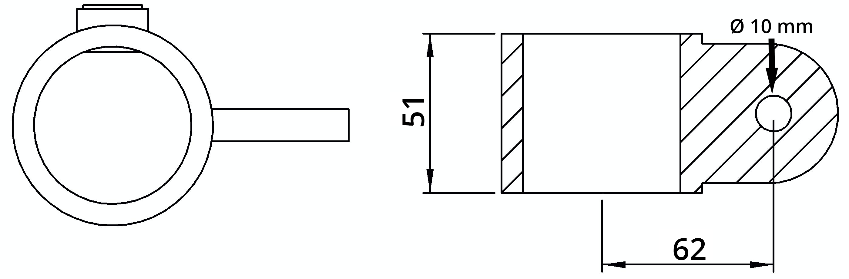 Rohrverbinder Gelenkauge einfach Ø 60-3 mm -2- - Temperguss verzinkt - 173ME60-173ME60