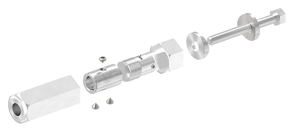 Gewindeterminal mit Gelenk - Fuer Seil Ø 8 mm - zur Selbstmontage fuer Pfosten Ø 42-4 mm - V2A-11-2903.4