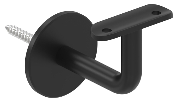 Handlaufhalter Edelstahl V2A fuer Ø 42-4 mm Ronde Ø 60 mm RAL 9005 schwarz matt-88-1150369-240-42.9005