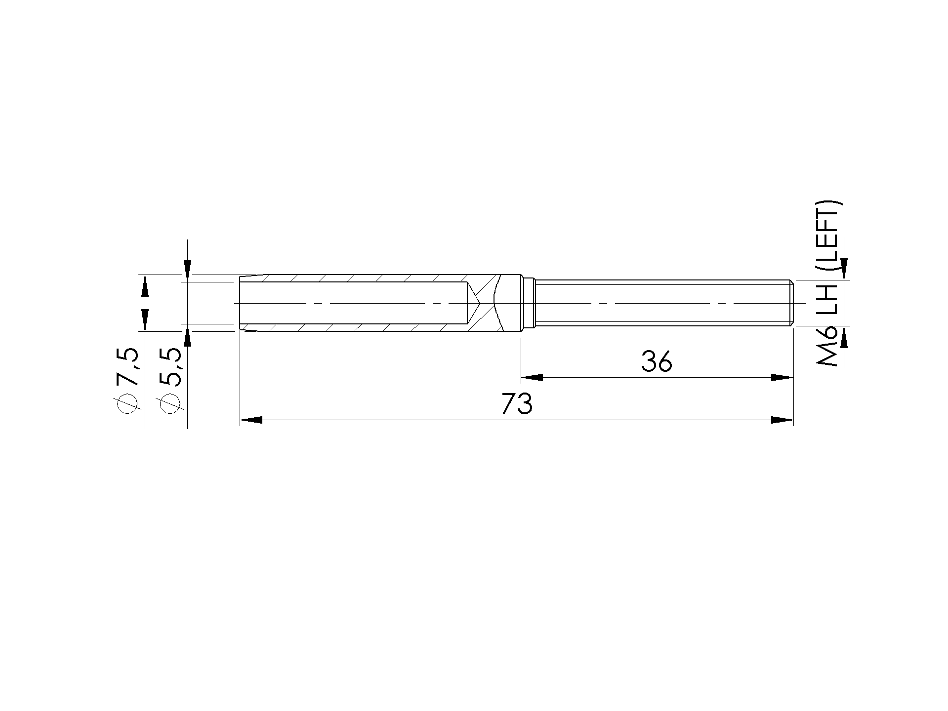 Seilhalter Edelstahl V4A fuer 3-5 mm Seil Linksgewinde-89-11A14L45LEFT-A.4