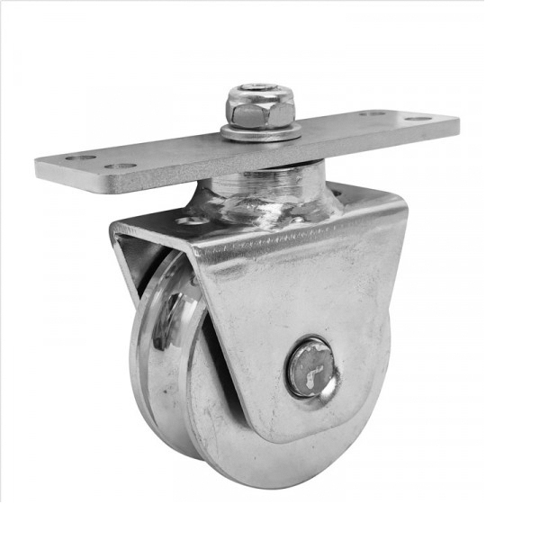 Laufrolle Stahl verzinkt Ø 58 mm mit U-Rille drehbar mit Anschraubplatte-89-11H31U60PL-A.4