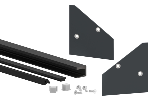 Montage-Set Aluminium RAL 7016 fuer Glas 17-52 mm L = 2405 mm-88-11VDE-GU-2400-17.7016